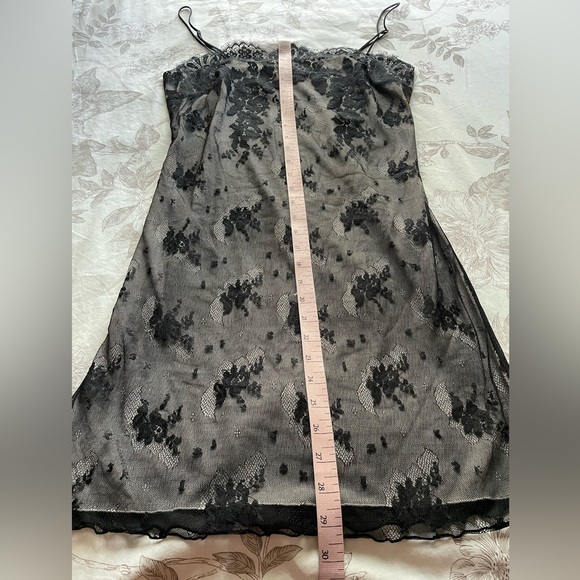 Y2K Sheer Black Mesh Overlay Mini Dress Small Slinky Whimsigoth Vamp Witchy Goth - Picture 9 of 9